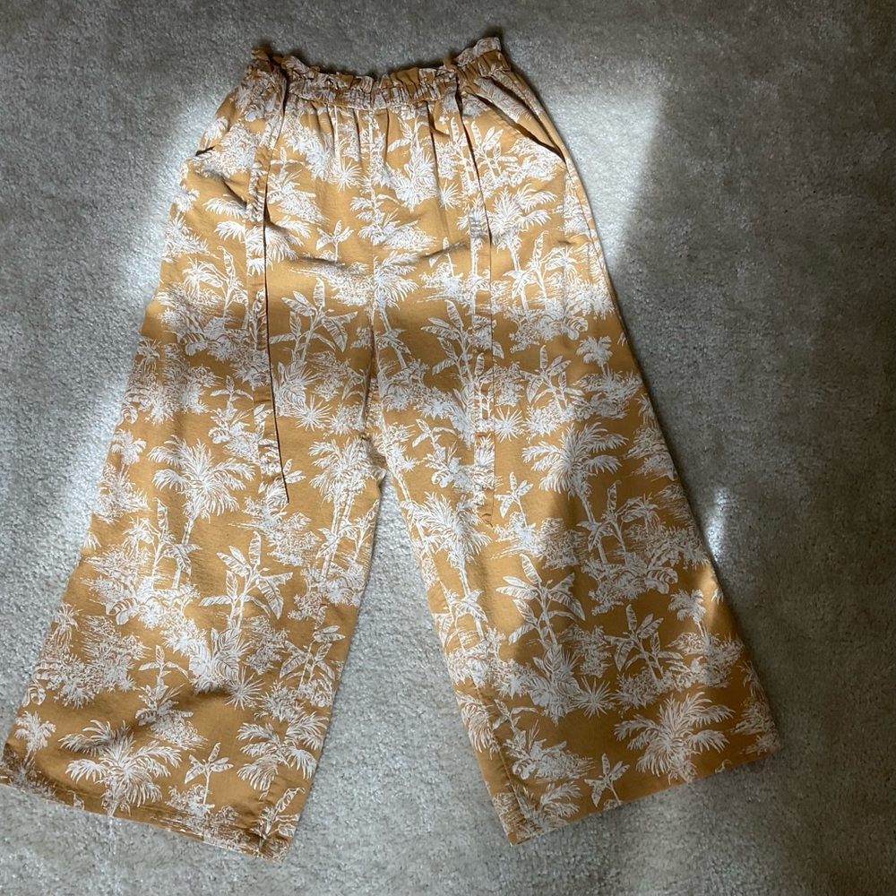American Eagle Palm Tree High Waist Paperbag Pants M - Picture 9 of 13